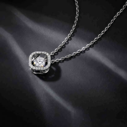 Dancing Lab-Grown Diamond Pendant Necklace 0.98CT S925 Sterling Silver | Dapaza