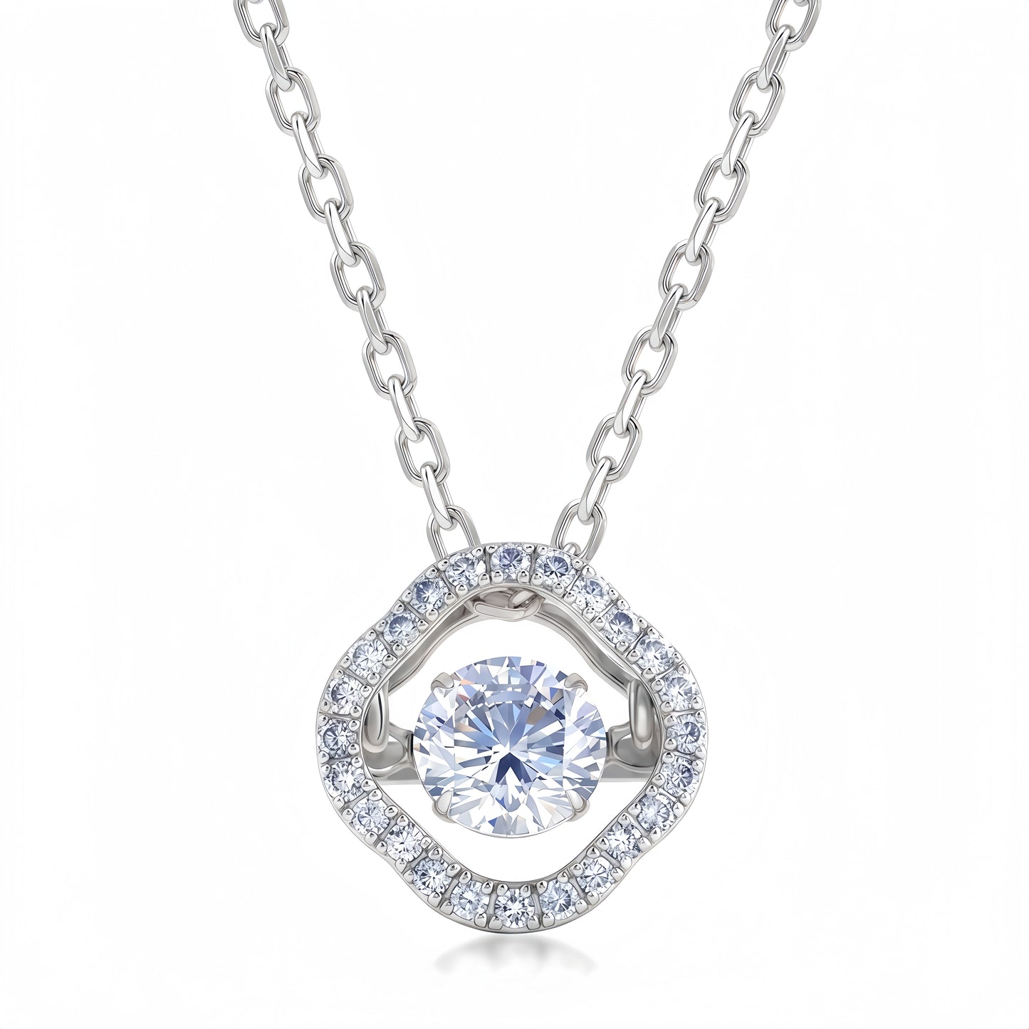 Dancing Lab-Grown Diamond Pendant Necklace 0.98CT S925 Sterling Silver | Dapaza