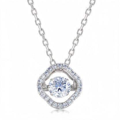Dancing Lab-Grown Diamond Pendant Necklace 0.98CT S925 Sterling Silver | Dapaza