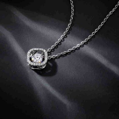 Dancing Lab-Grown Diamond Pendant Necklace 0.98CT S925 Sterling Silver | Dapaza