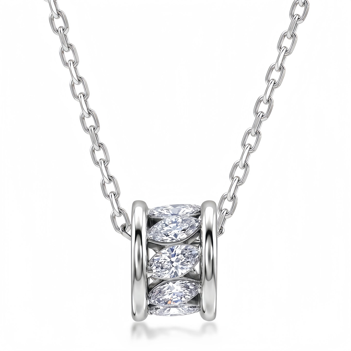 1.04ctw Marquise Lab-Grown Diamond Barrel Pendant Necklace in S925 Sterling Silver | Dapaza