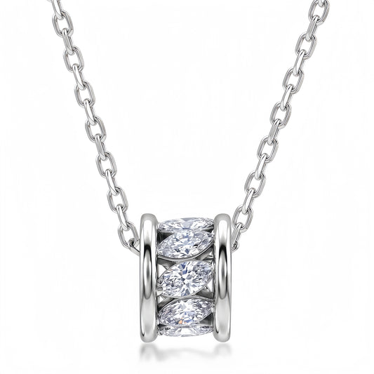 1.04ctw Marquise Lab-Grown Diamond Barrel Pendant Necklace in S925 Sterling Silver | Dapaza