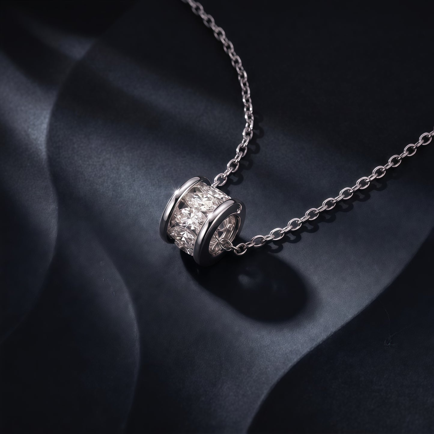 1.04ctw Marquise Lab-Grown Diamond Barrel Pendant Necklace in S925 Sterling Silver | Dapaza