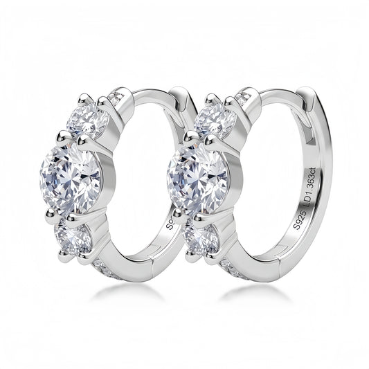 Dapaza Elegant 1.4ctw Round Cut Lab-Grown Diamond Hoop Earrings in S925 Sterling Silver | D Color VVS Clarity Luxury Huggie Earrings for Women