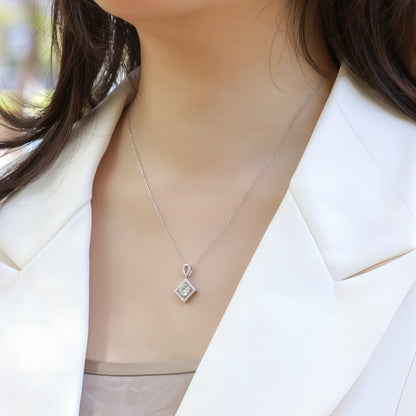 Classic 1 Carat CVD Lab Grown Diamond Pendant Necklace | S925 Sterling Silver Plated Gold Fashion Necklace for Women - Dapaza