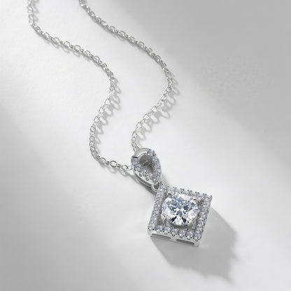 Classic 1 Carat CVD Lab Grown Diamond Pendant Necklace | S925 Sterling Silver Plated Gold Fashion Necklace for Women - Dapaza