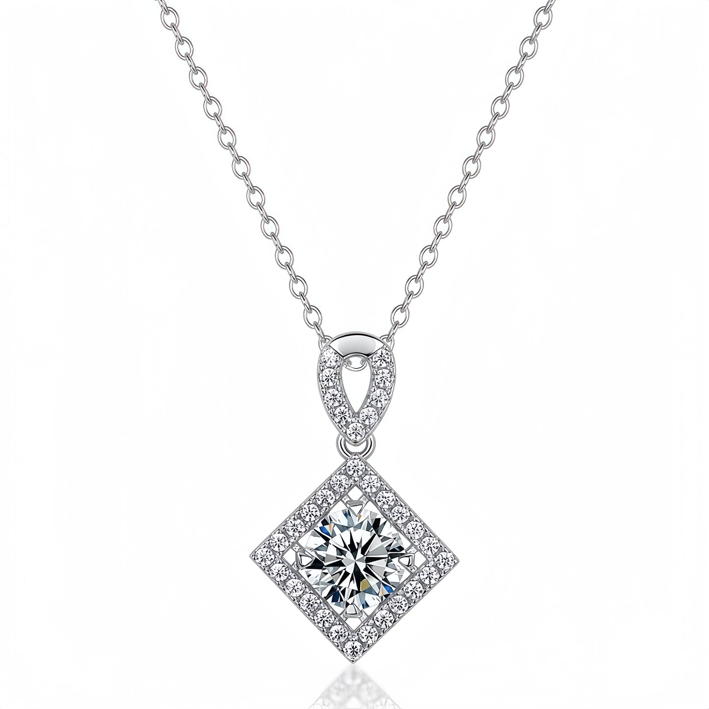 Classic 1 Carat CVD Lab Grown Diamond Pendant Necklace | S925 Sterling Silver Plated Gold Fashion Necklace for Women - Dapaza