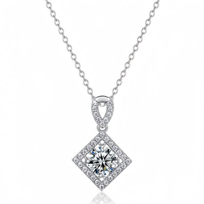 Classic 1 Carat CVD Lab Grown Diamond Pendant Necklace | S925 Sterling Silver Plated Gold Fashion Necklace for Women - Dapaza