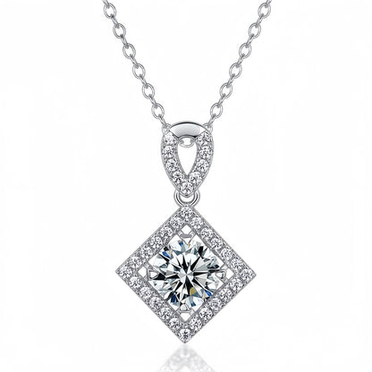 Classic 1 Carat CVD Lab Grown Diamond Pendant Necklace | S925 Sterling Silver Plated Gold Fashion Necklace for Women - Dapaza