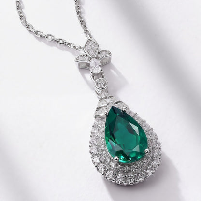 Premium Dapaza Heirloom-Style Lab-Grown Emerald Collarbone Necklace | S925 Sterling Silver