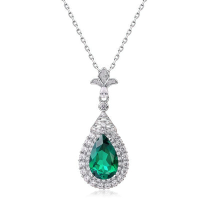 Premium Dapaza Heirloom-Style Lab-Grown Emerald Collarbone Necklace | S925 Sterling Silver
