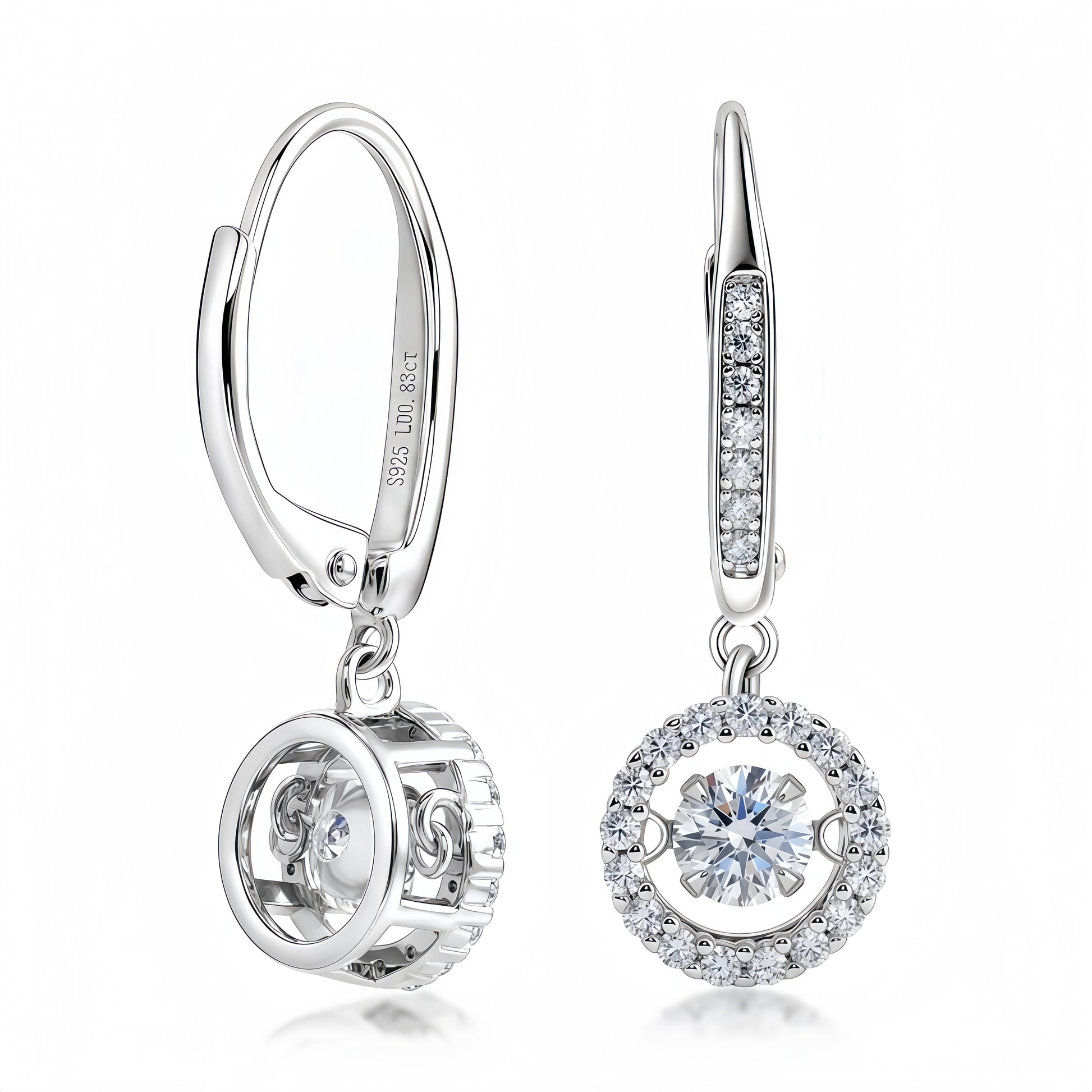 0.87ct HPHT Lab Diamond Dancing Leverback Earrings | S925 - Dapaza Jewelry