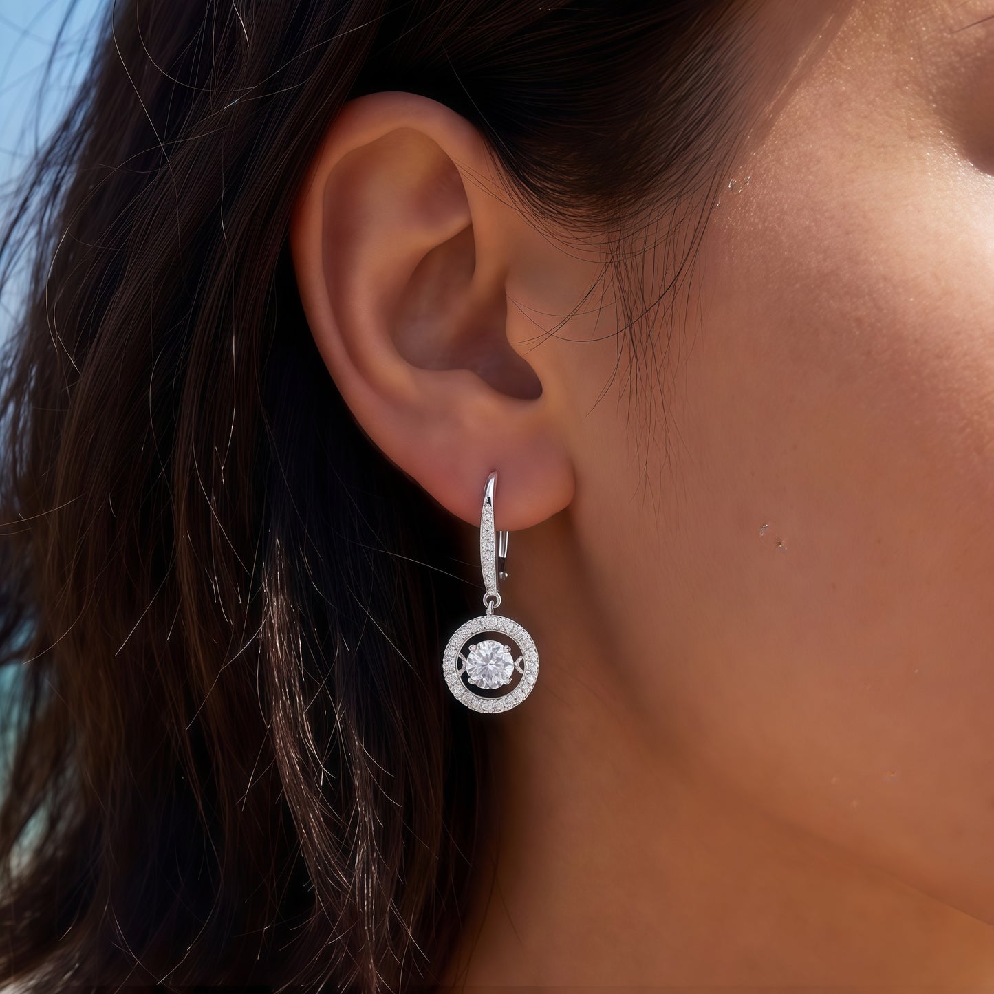 0.87ct HPHT Lab Diamond Dancing Leverback Earrings | S925 - Dapaza Jewelry