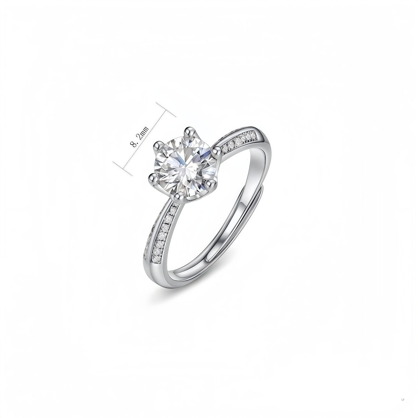 1.12CT Round Cut Moissanite Laurel Crown Ring - S925 Sterling Silver Adjustable Band
