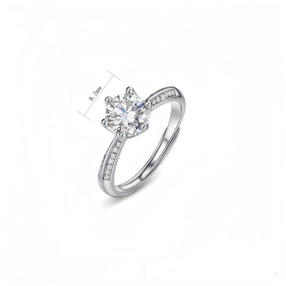 1.12CT Round Cut Moissanite Laurel Crown Ring - S925 Sterling Silver Adjustable Band