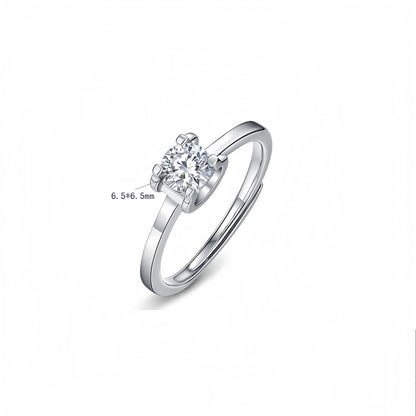1.12CT Round Brilliant Moissanite Engagement Ring - S925 Sterling Silver "Ox-Head" Setting Solitaire
