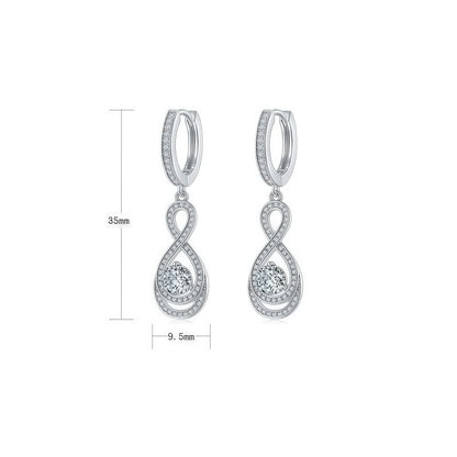 Infinity Figure 8 Moissanite Drop Earrings in S925 Sterling Silver - 0.9CT Total Weight