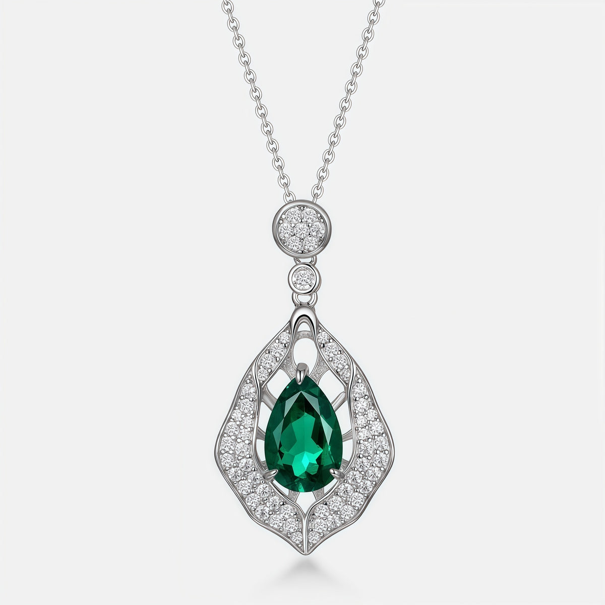 Premium Dramatic Presence: Bold Lab-Grown Emerald Statement Pendant Necklace | 925 Silver