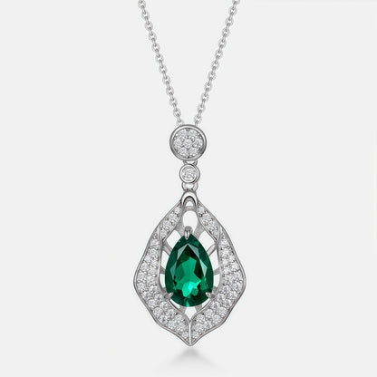 Premium Dramatic Presence: Bold Lab-Grown Emerald Statement Pendant Necklace | 925 Silver