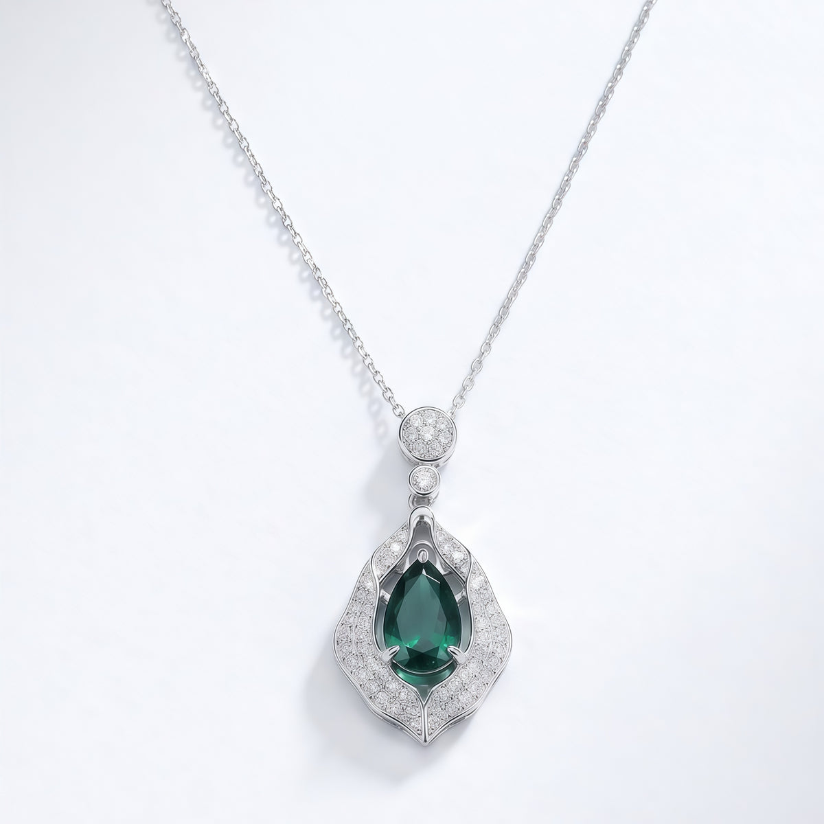 Premium Dramatic Presence: Bold Lab-Grown Emerald Statement Pendant Necklace | 925 Silver