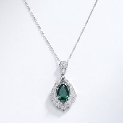 Premium Dramatic Presence: Bold Lab-Grown Emerald Statement Pendant Necklace | 925 Silver