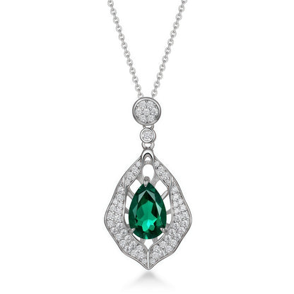 Premium Dramatic Presence: Bold Lab-Grown Emerald Statement Pendant Necklace | 925 Silver