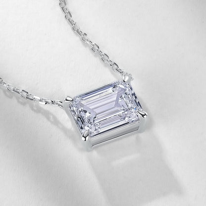 East-West Emerald-Cut Lab Diamond Necklace - 1.8ct - PT950 - Dapaza