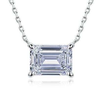 East-West Emerald-Cut Lab Diamond Necklace - 1.8ct - PT950 - Dapaza