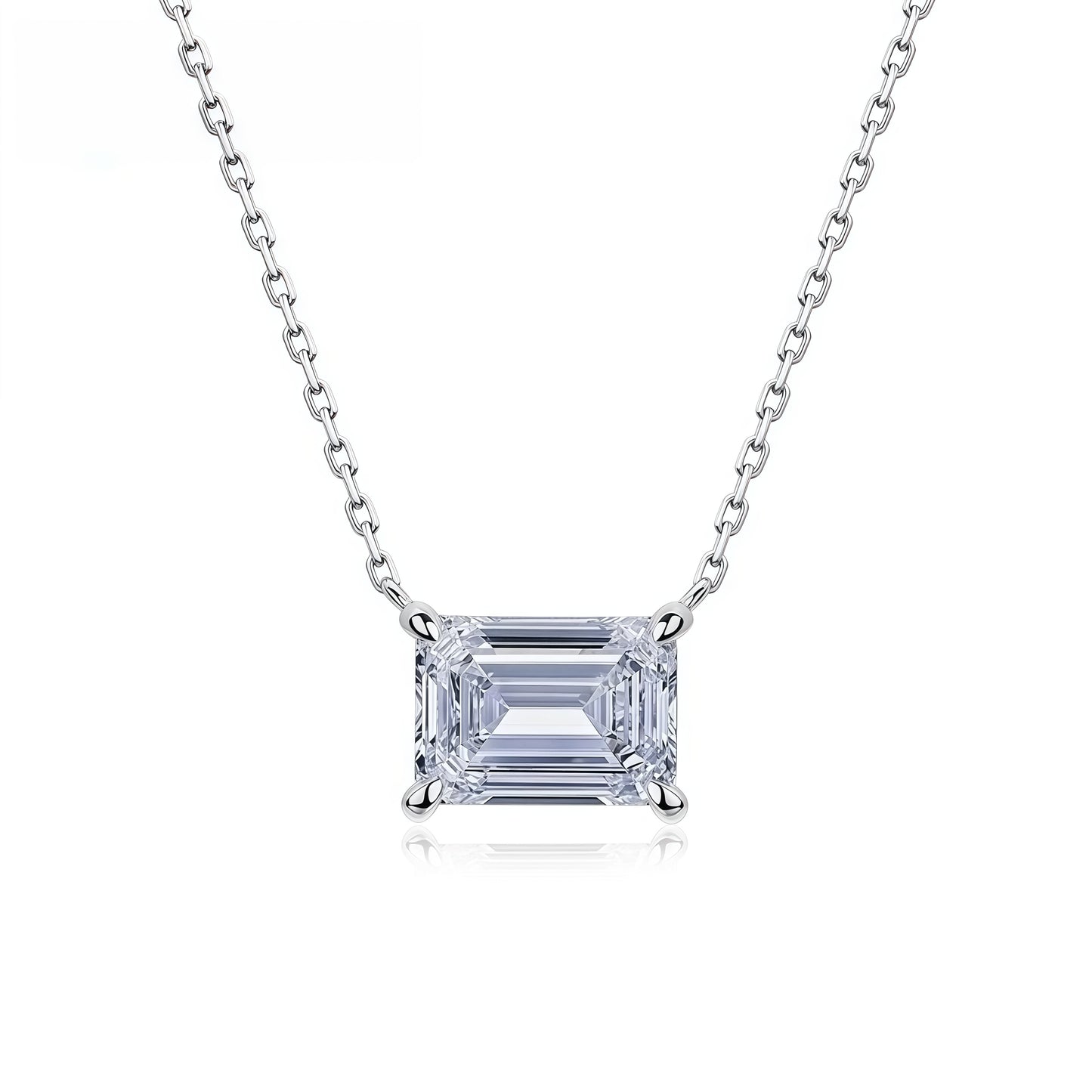 East-West Emerald-Cut Lab Diamond Necklace - 1.8ct - PT950 - Dapaza