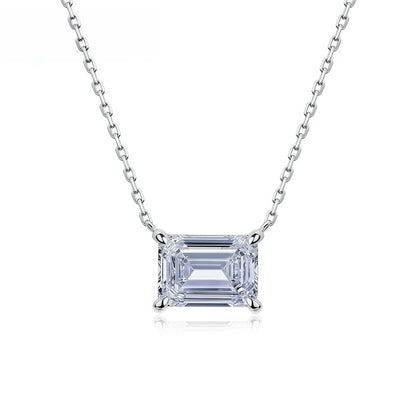 East-West Emerald-Cut Lab Diamond Necklace - 1.8ct - PT950 - Dapaza