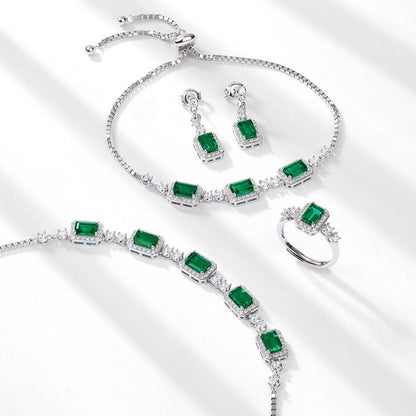 Elegant Emerald-Cut Lab-Grown Emerald Drop Earrings - 925 Sterling Silver - Dapaza Jewelry