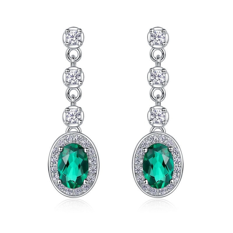 Elegant Emerald-Cut Lab-Grown Emerald Drop Earrings - 925 Sterling Silver - Dapaza Jewelry
