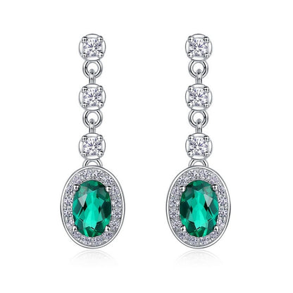 Elegant Emerald-Cut Lab-Grown Emerald Drop Earrings - 925 Sterling Silver - Dapaza Jewelry