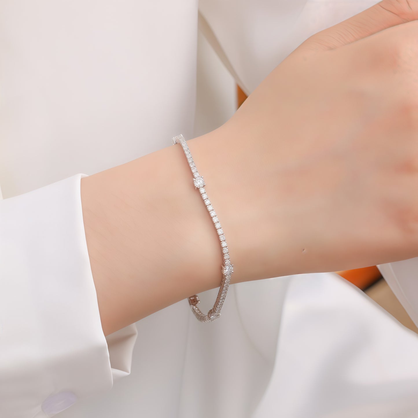 2.7CT Lab-Grown Diamond Tennis Bracelet in PT950 Platinum | Elegant Women's Luxury Bracelet