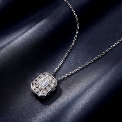 Emerald-Cut 1.44ct CVD Lab Diamond Halo Pendant - S925 - Dapaza