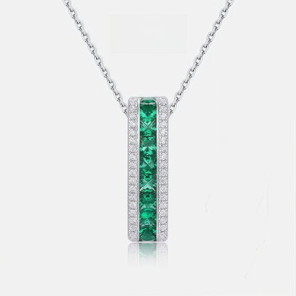 Emerald-Cut Lab Emerald Halo Jewelry Set - S925 Silver - Dapaza