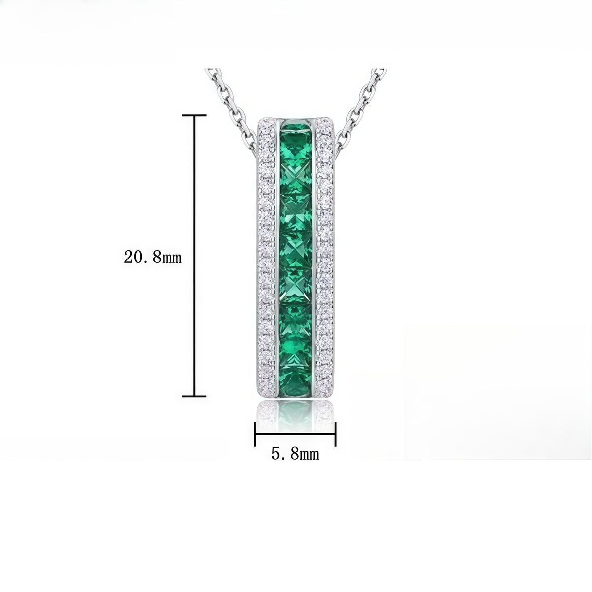 Emerald-Cut Lab Emerald Halo Jewelry Set - S925 Silver - Dapaza