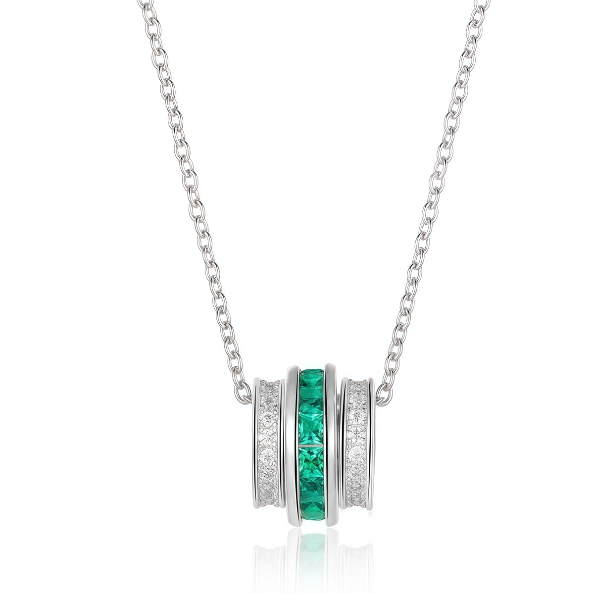 Geometric Pear-Cut Lab-Grown Emerald Pendant Necklace - Dapaza