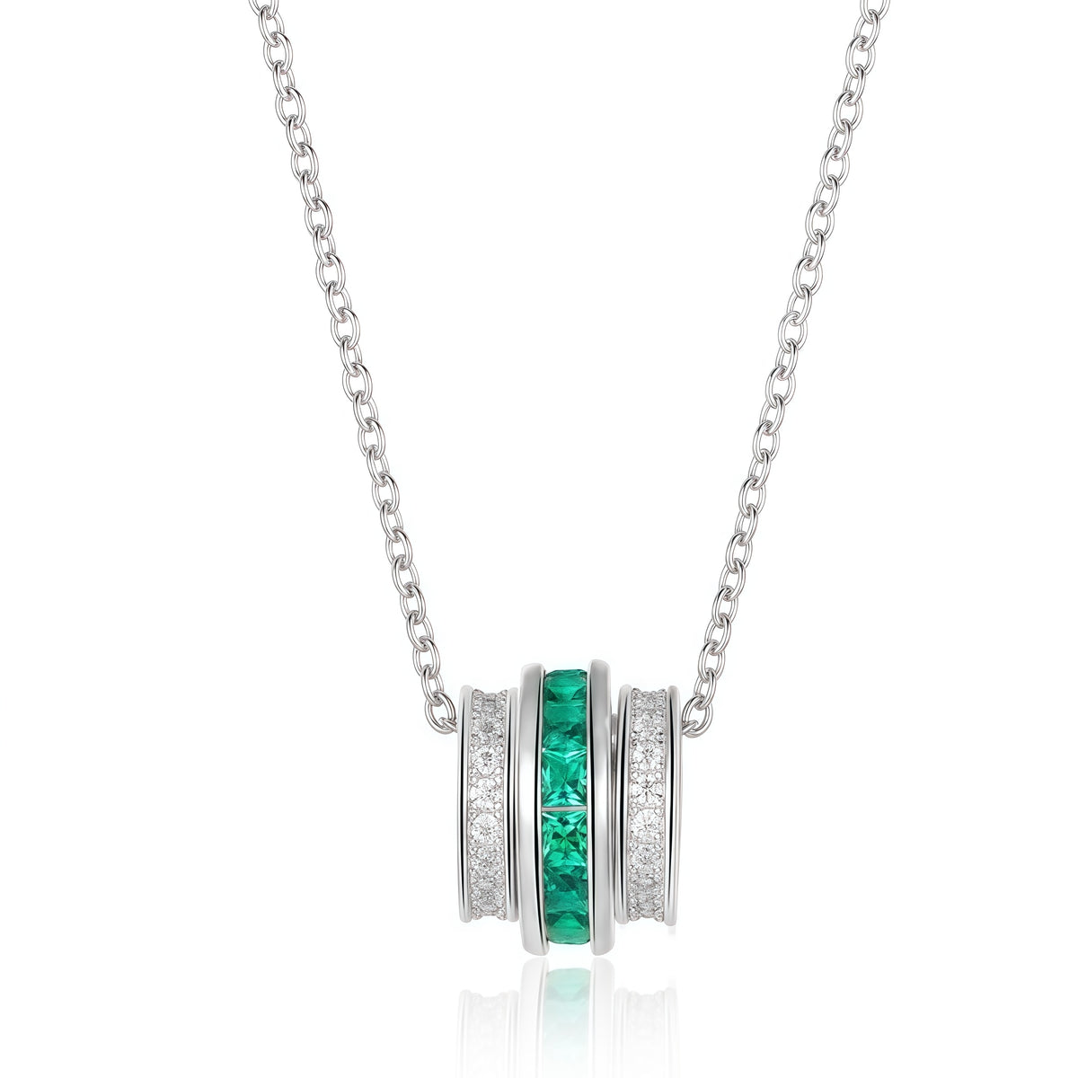 Geometric Pear-Cut Lab-Grown Emerald Pendant Necklace - Dapaza