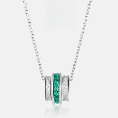 Geometric Pear-Cut Lab-Grown Emerald Pendant Necklace - Dapaza