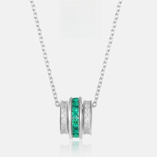 Geometric Pear-Cut Lab-Grown Emerald Pendant Necklace - Dapaza