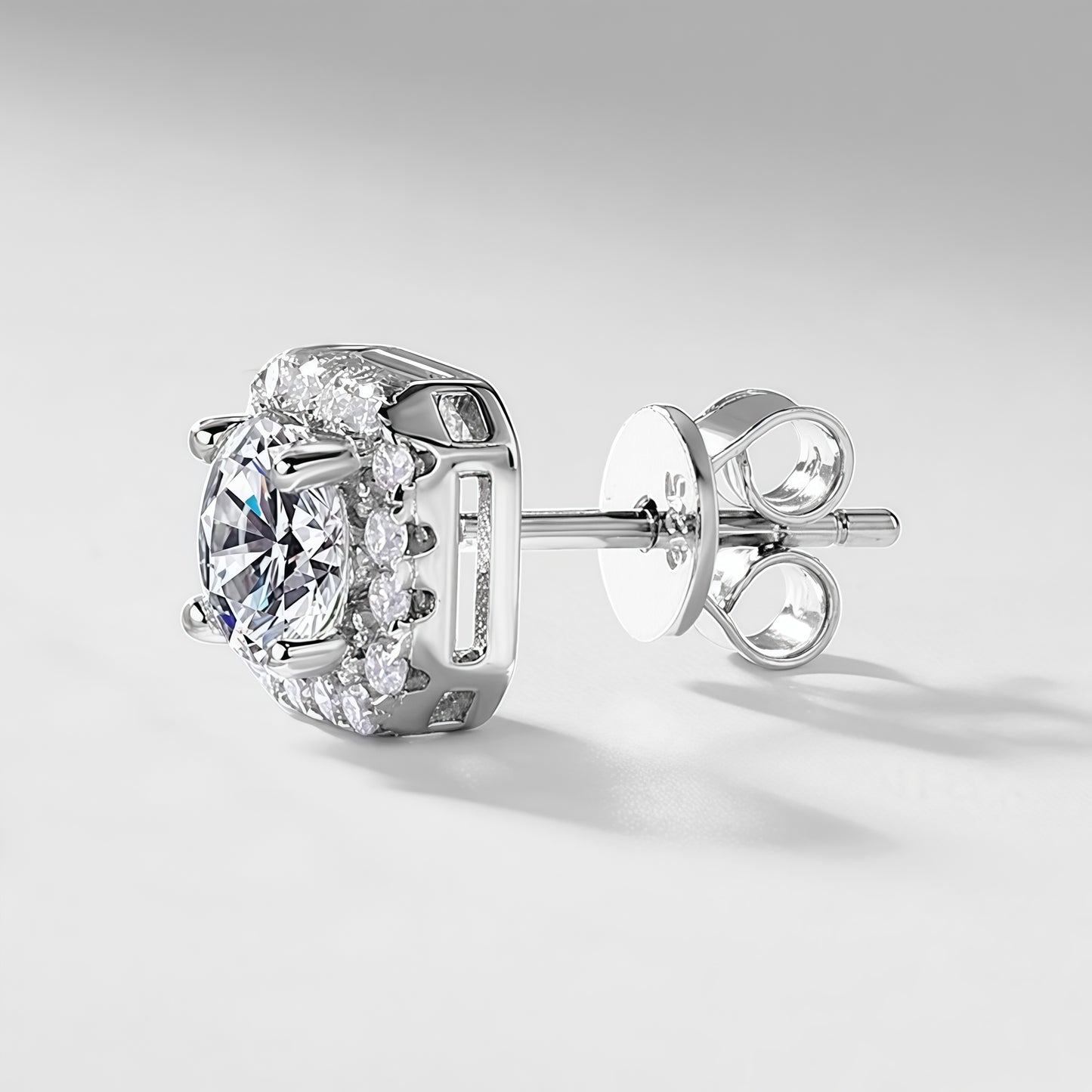 Lab-Grown Diamond Geometric Halo Stud Earrings - S925 Sterling Silver