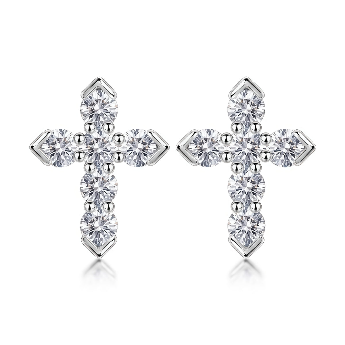 Gothic Cross 1.34ctw Lab Diamond Stud Earrings - S925 - Dapaza