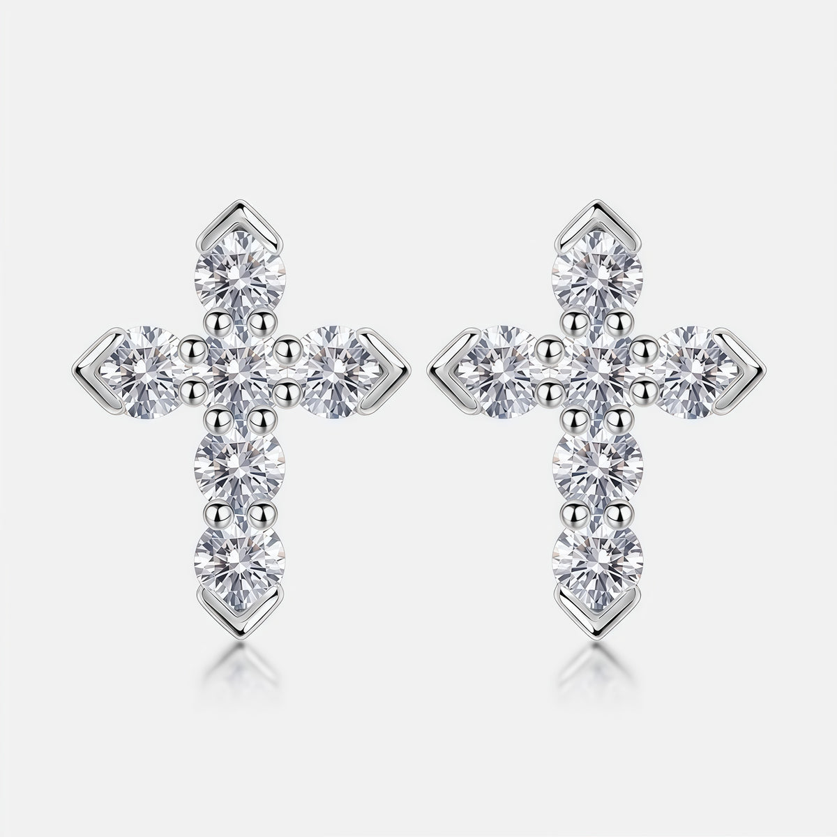 Gothic Cross 1.34ctw Lab Diamond Stud Earrings - S925 - Dapaza