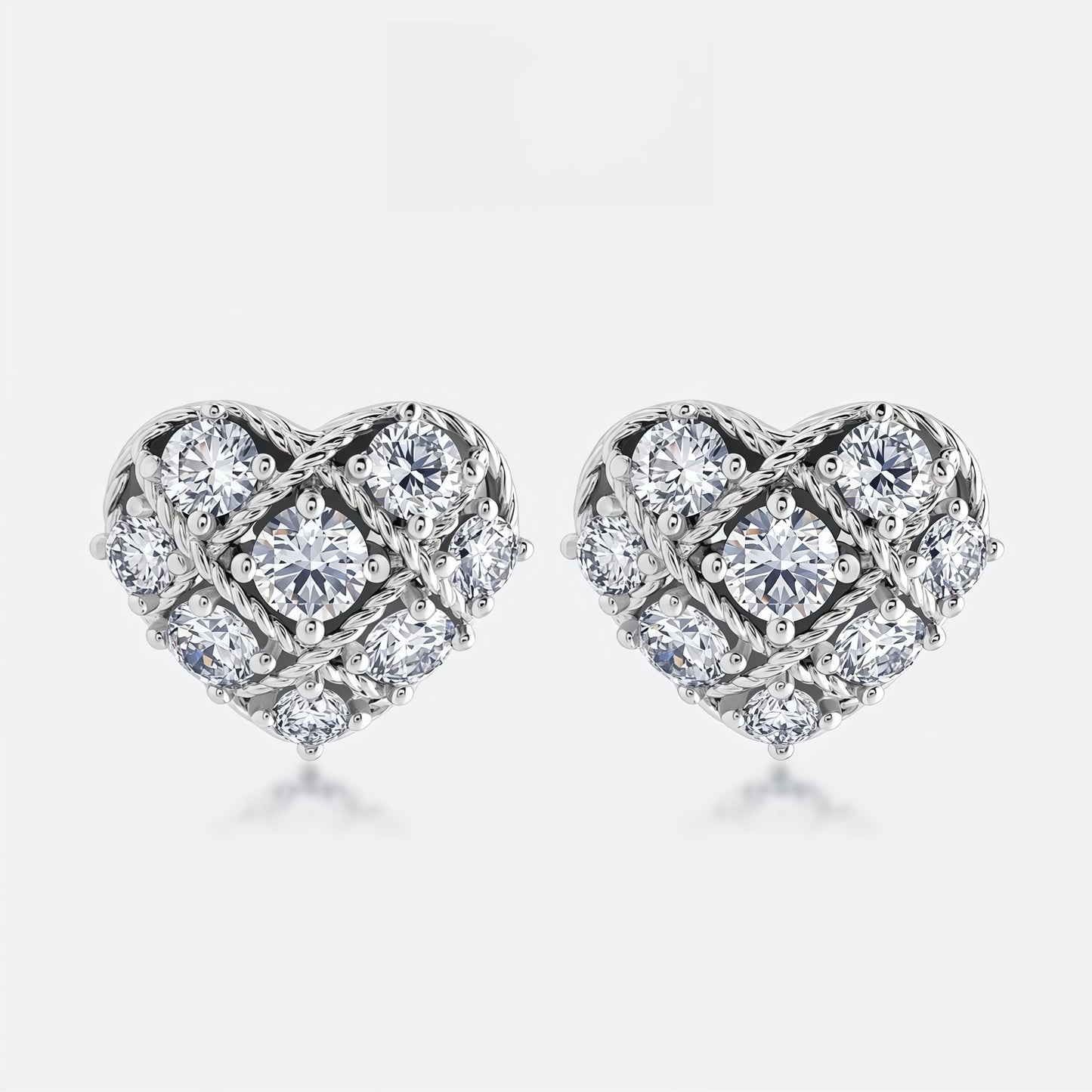 HPHT Lab Diamond Heart Stud Earrings - S925 Silver - Dapaza
