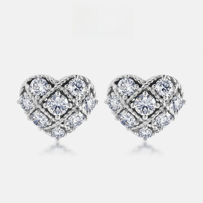 HPHT Lab Diamond Heart Stud Earrings - S925 Silver - Dapaza