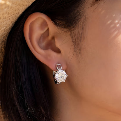 HPHT Lab Diamond Hoop Earrings - S925 Silver - Dapaza