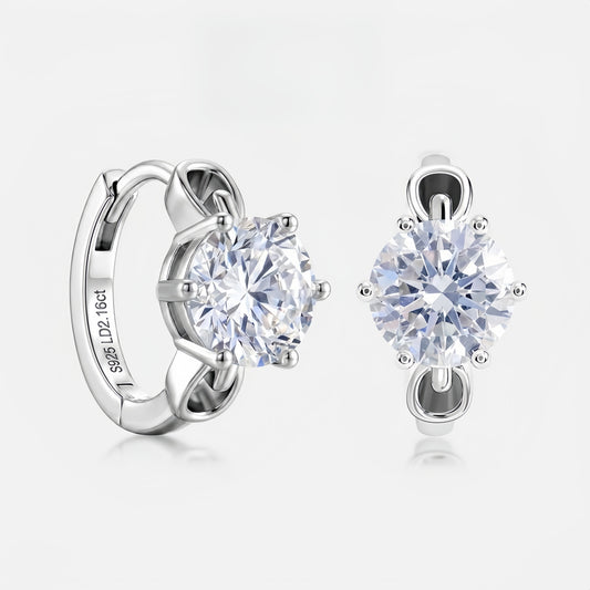 HPHT Lab Diamond Hoop Earrings - S925 Silver - Dapaza