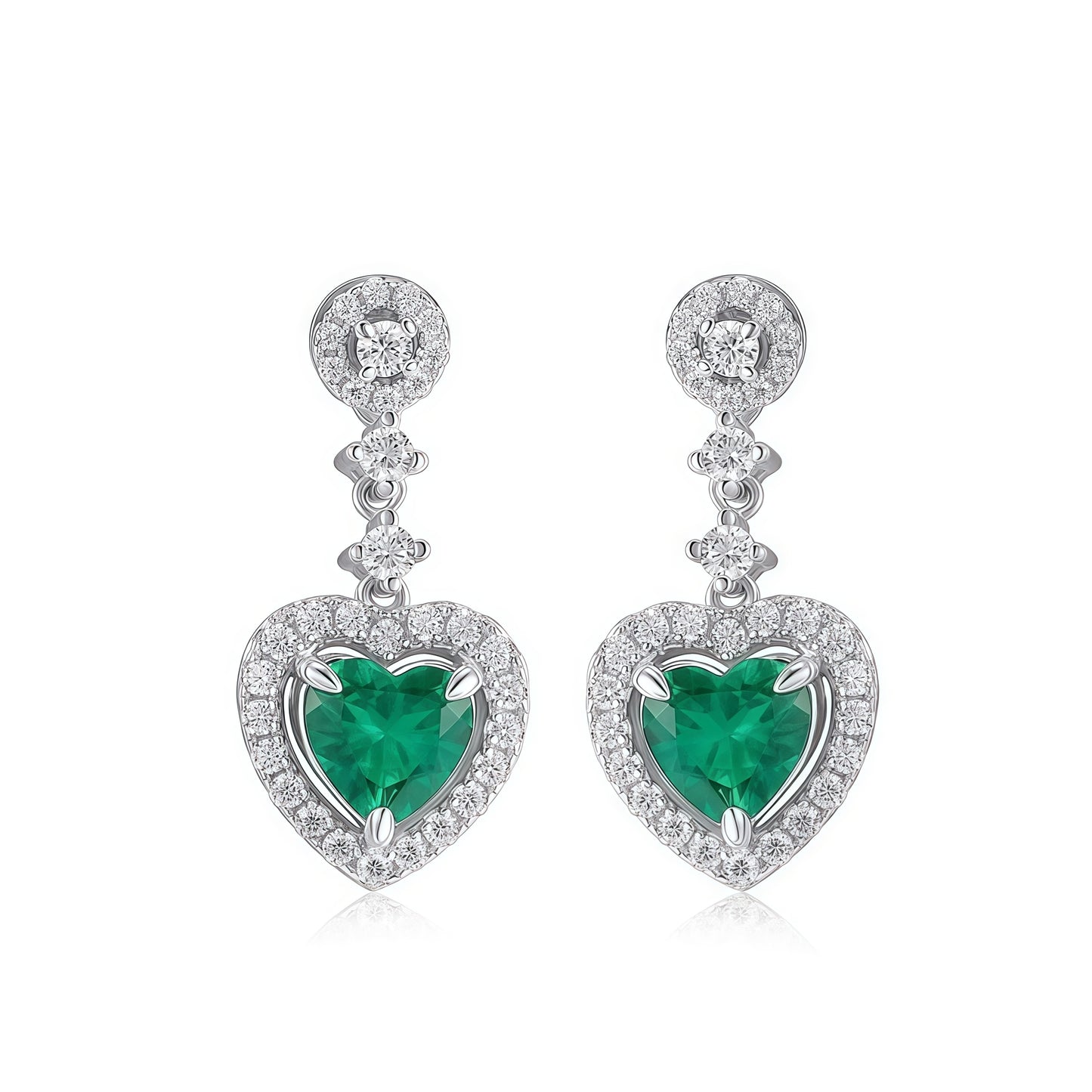 Sustainable 1.38CT Lab-Grown Emerald Heart Earrings | Handcrafted 925 Silver Ethical Luxury by Dapaza
