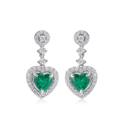 Sustainable 1.38CT Lab-Grown Emerald Heart Earrings | Handcrafted 925 Silver Ethical Luxury by Dapaza